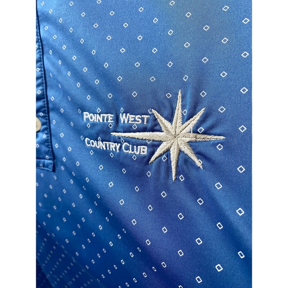 FootJoy FJ Pointe West Country Club Golf Polo Shirt Mens Large Blue White Stripe - Picture 3 of 10